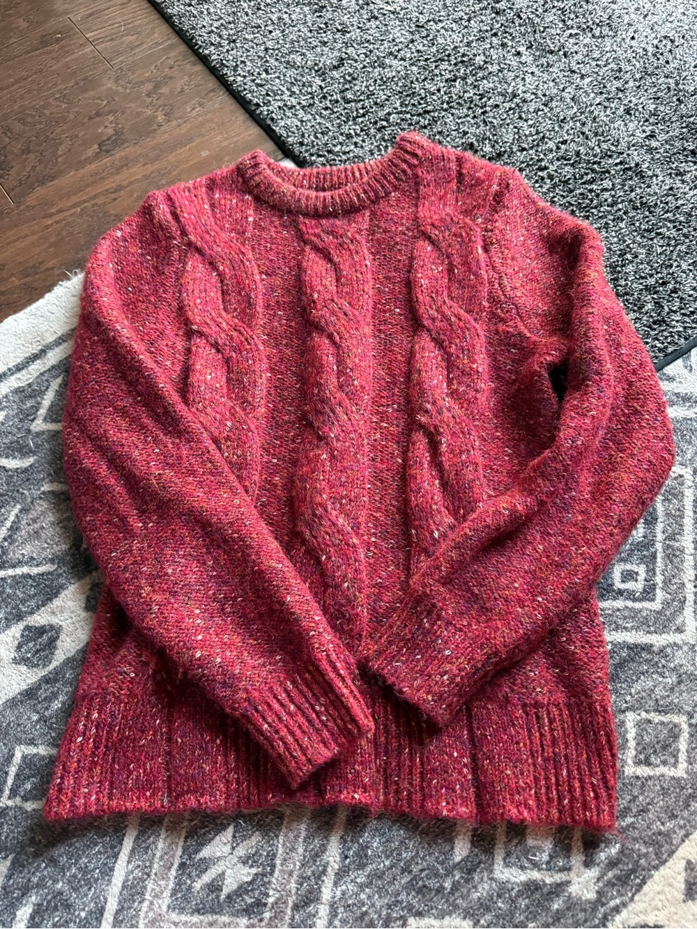 a new day Red Cable Knit Crewneck Sweater
